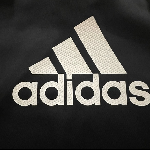 Adidas Black Hoodie With Large White Logo Pullover Sweatshirt Raglan Sleeves - Picture 3 of 16